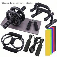 7 Peças de Equipamento de Treinamento Multifuncional, Adequado para Exercícios Abdominais em Casa, Incluindo Um Pequeno Rolo Abdominal Interno, Flexões, Faixas de Resistência, Cordas de Pular e Outros Conjuntos Combinados Multifuncionais de Equipamentos de Treinamento e Fitness Abrangentes para Casa, Acessórios de Academia, Esporte, Academia, Exercícios em Casa, Rolo Abdominal, Rolo Abdominal