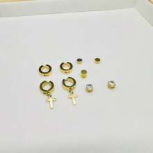 Fashionable And Minimalist Punk Style Popular Stainless Steel Ear Clip, Zirconia Magnet Ear Clip Without Ear Hole, Non Perforated Ear Clip Set Suitable For Various Occasions, Good Gift For Friends And Family, Manufacturer Direct Suitable For Both Men And Women