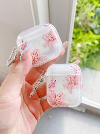 1 Set Flower Lily, Butterfly, Transparent Earphone Cases With 1 Earphone Case Strap Holder, Compatible With AirPods, Pro, 3, Pro (2nd Gen), 1/2, 4