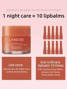 Laneige K-Beauty 20g 唇部睡眠面膜，滋养、保湿、维生素 C、穆鲁穆鲁油和乳木果油、抗氧化剂、脱皮、干燥的嘴唇、韩国化妆品、桃子冰茶 - 桃子冰茶 - 查看 6