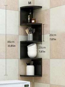 1pc Home Corner Shelf Wall-Mounted Triangle Shelf, Multifunctional Display Rack, Bookshelf, Storage Organizer For Living Room, Bedroom Without Drilling