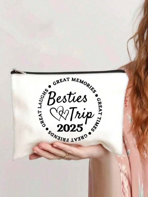 Besties Trip 2025 Pattern Printed Toiletry Bag, Double-Sided Makeup Bag, Essential For Suitable For Makeup, Toiletries, Pencil Case, Gift For Friends, Classmates Bag Room Decors, Makeup Bag, Travel Essentials, Organizer, Storage, Makeup Organizer, Makeup Bag, Toiletry Bag, Desk Organiser, Cosmetic Bag, Makeup Bag Make Up Pouch, Make Up Bags, Makeup Bag, Bag, Make Up Pouch, Travel Essentials, Makeup Bag, Cosmetic Bag, Large Capacity, Large Makeup Bag,Christmas Gifts,Pouch,Travel,Gifts For Women,Women's Necessaire,Travel Essential,Pouch,Clutch / Small Handbag,Necessaire,Makeup Organizer,Makeup Organize,Pouch,Brush Holder,Mini Pouch,Large Capacity Pouch