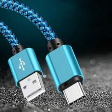 1条60W USB-C充电线，3.3英尺/6.6英尺/10英尺长USB Type-C快充线，尼龙编织USB-A转USB-C充电线，兼容三星Galaxy S24/S23 Ultra/S23/S23+/S22/S22 Ultra/S22+/S21 Ultra/S20 Ultra/Note 20/Note 10/Z Fold 3/4/5，兼容 16、16 Pro Max、15、15 Plus、15 Pro、15 Pro Max，兼容小米，兼容一加Type-C - 藍色 - 查看 9