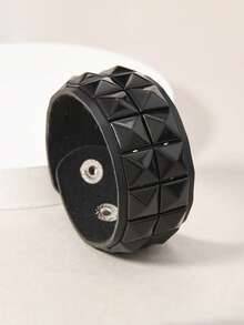 1 件休闲时尚朋克多色方形铆钉手链，男女适用，街头风格夜总会万圣节配饰，简约皮革首饰，展现独特个性 - 彩色 - 查看 18