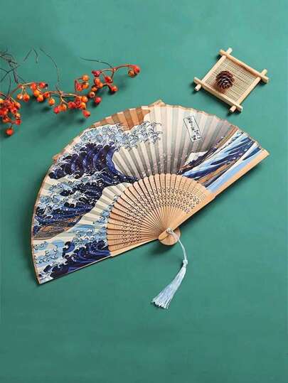 1pc Handheld Floral Folding Fans,Hand Held Fans,Silk Bamboo Fans With Tassel,Women Hollowed Hand Foldable Fan,Foldable Fan,Hand Held Fan With Tassel For Outdoor Travel Dancing Performance Cheongsam Dressing Accessories Photo-Taking Props,Decoration Gifts (Vintage),Tassel Color Random
