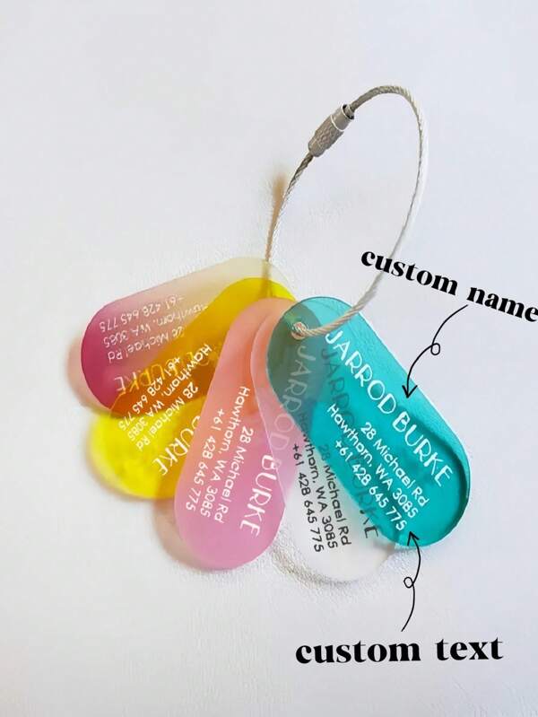 Personalized Acrylic Mini Luggage Tag, Customizable Engraved Travel Gift