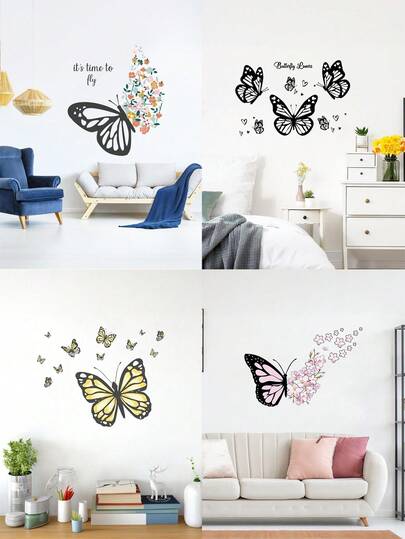 Elegant Butterfly Wall Stickers, Living Room Bedroom Kitchen Wall Decals, Home Decor, Girls Room Decoration