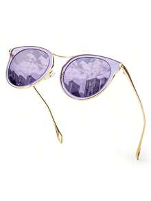 夏季女士太阳镜超大时尚猫眼太阳镜，带镜面偏光镜片，防眩光紫外线保护，金属镜腿