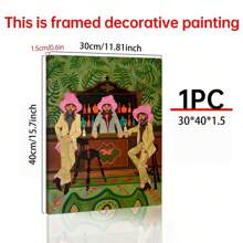 1pc Western Cowboy Figure Painting,Interesting Portraits, Vintage Men Figure Drawing,Olive Green Wall Art,Minimalist Men's Painting