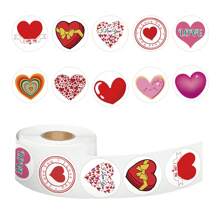 500 unidades Rollo de pegatinas redondas con forma de corazón para el Día de San Valentín, pegatinas de vinilo para estética, scrapbooking, diarios, parachoques, monopatín, botellas de agua, dibujos animados, cascos de seguridad, coches