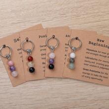 Natural Crystals Keychain New Beginnings, Small Healing Stones Keychain Anxiety Relief. Healing Crystals
