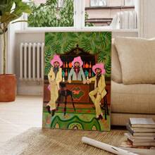 1pc Western Cowboy Figure Painting,Interesting Portraits, Vintage Men Figure Drawing,Olive Green Wall Art,Minimalist Men's Painting