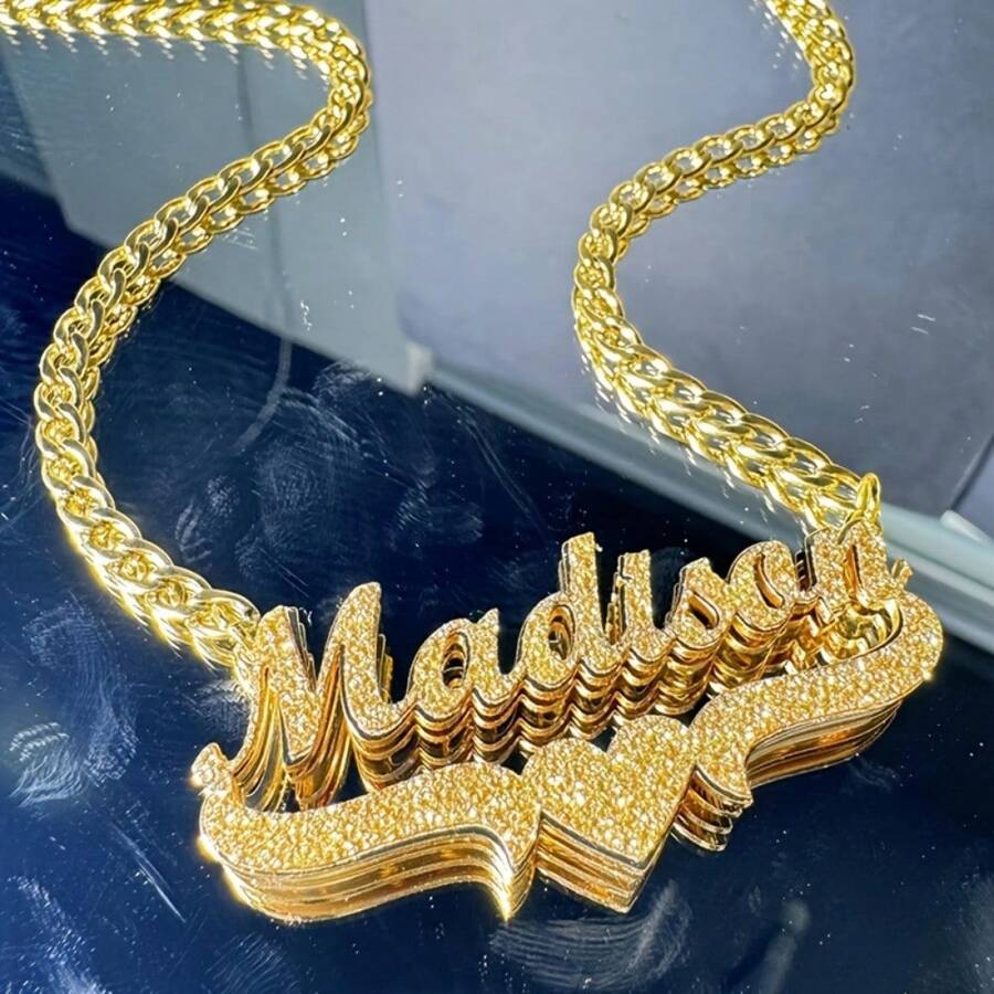 Individuell gefertigter glänzender zweischichtiger Namensketten- und Ohrringset, personalisierte Boho-Stil Bambusknotenohrringe, mattierte Edelstahl-Buchstaben-Herzform-3D-Paar-Halskette, Muttertagsgeschenk, bleibendes Geschenk für sie