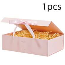 1 pieza Caja de regalo de cartón grueso premium con cinta de seda - Caja de embalaje para favores de fiesta de Navidad, cumpleaños, boda (Negro/Blanco/Rojo/Rosa) - Elegantes cajas de regalo para envolver joyas, cosméticos y regalos de lujo - Multicolor - Ver 6