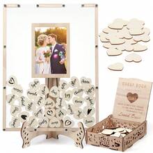 High-Quality Alternative For Wedding Guest Register, Heart-Shaped Storage Box, White Wooden Country-Style Display Frame, Is An Excellent Choice For Country-Style Decorations For Outdoor Wedding Ceremonies, Engagement Ceremonies, Anniversary Events And Various Parties - 方形亞克力 - 查看 4