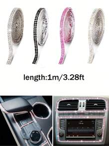 Car Crystal Diamond Stickers Handmade DIY Sparkling Diamonds Car Diamond Decorative Stickers Self-Adhesive Strips