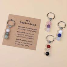 Natural Crystals Keychain New Beginnings, Small Healing Stones Keychain Anxiety Relief. Healing Crystals