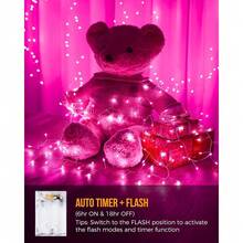 New  Battery Operated Fairy Lights, 10Feet 120LEDs Firecracker String Lights Waterproof Sier Wire Starry Firefly Lights For DIY Wreath Home Ing Indoor Outdoor Christmas Drations, Pink - 粉紅色120顆LED燈 - 查看 2