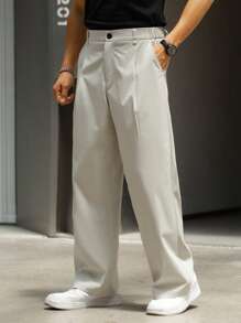 1 pieza Pantalones de estilo casual minimalista y de vanguardia, de corte holgado con pliegue simple y cintura semielástica, aptos para ocasiones como Día de Acción de Gracias, Día de San Valentín, Navidad, Día del Maestro, Carnaval, Pascua, Ramadán, Año Nuevo, Día de la Independencia, Día del Trabajo, Eid al-Fitr, Día de San Patricio, Año Nuevo Chino, Día del Padre