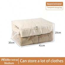 5 Packs Extra Large (24in) Clear Zipper Storage Bags With Handles, Two-Way Zipper Folding Wardrobe Storage Bags, Sheet Storage Bags, Plastic Clothes Storage Box, Towel Storage Box