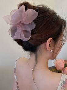 1 件薄纱材质时尚蝴蝶结发夹，适合搭配连衣裙的发饰，朋友礼物发夹爪夹发夹发夹发夹发夹发夹，休闲秋冬度假装女士 - 彩色 - 查看 3