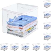 5 Packs Extra Large (24in) Clear Zipper Storage Bags With Handles, Two-Way Zipper Folding Wardrobe Storage Bags, Sheet Storage Bags, Plastic Clothes Storage Box, Towel Storage Box