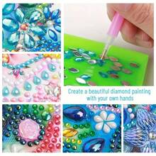 1 套 DIY 5D 水晶钻石画套装 - 迷人的鲜艳蝴蝶和花卉图案，带有特殊形状的水钻，是送给女儿的完美手工礼物，闪闪发光的墙壁艺术装饰，无框，11.8x11.8 英寸