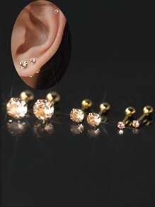 1 Paar 925er Sterlingsilber Ohrstecker mit simulierten Edelsteinen und Zirkonia, modische, vielseitig einsetzbare, lässige Ohrringe im Miniaturformat für Frauen