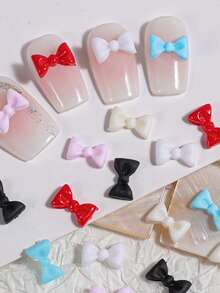 100 件简约 3D 哑光蝴蝶结设计树脂指甲装饰配件，小蝴蝶结指甲饰品指甲用品指甲饰指甲宝石