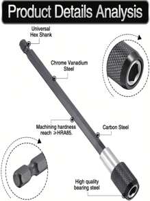 1 pezzo/3 pezzi porta-punte esagonali adattabili rapidi, adattatore portalampada magnetico esteso, adattatore prolunga punta trapano con asta esagonale da 1/4" per punte da avvitatore, portapunte per dadi