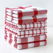 1/2 Ultra Soft Red And White Waffle Pattern Kitchen Towels, Modern Polyester Dish Cloths, Lightweight And Easy To Wash, Suitable For Home And Vacation Decor