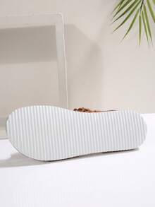 New Flat Sandals Women Flat Peep Toe Ditsy Floral Decor Slip-On Elastic Band Casual Beach Sandals, European And American Style,Flip Flops,Spring Summer Outfits - Brown - View 9