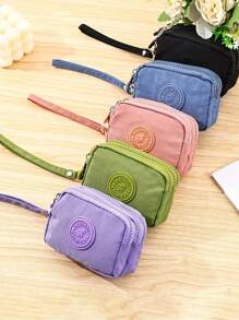 1pc Elegant Retro Style Zero Wallet -3 Zipper Design, Large Capacity, Suitable For Women's Gifts, Keychain Portable Storage Bag