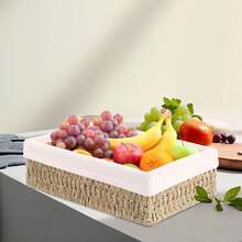 Cesta decorativa de baño, Cesta de almacenamiento de toallas de papel, Cesta portarrollos de papel higiénico con asa, Organizador de decoración del hogar, Cesta pequeña, Adecuada para almacenamiento de baño, Cesta de almacenamiento, Cesta de almacenamiento - 1 - Ver 5