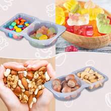 5/10/20 Pcs Double Compartment Condiment Container With Lid Double Compartment Snack Containers Double Compartment Snack Containers For To-Go Sauce, Sampling, Travel Snack (Transparent)