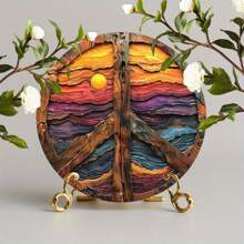 1pc Vintage Peace Sign Wall Art, 8x8 Inch Metal Plaque, Non-Feathered, Non-Electric, Artistic Decor, Suitable For Garden, Bedroom, Garage - High Definition Textured Print, Ideal Gift, Hole Style Randomly Sent Gifts Birthday Graduation,Room Decor,Home Decor,Bathroom Decor,Bedroom Decor,Room Decoration Stuff,Wall Decor,Living Room Decor,House Decor,Kitchen Decor,Home Decor Living Room,Office Decor,Decoración Para Cuarto,Local Delivery