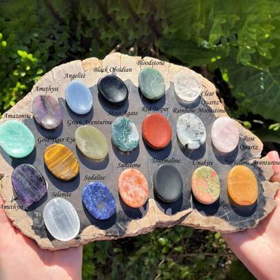1pc Thumb Worry Stone For Anxiety Chakra Stones Chakras Crystals Pink Crystal Amethyst Tiger Eye Green Aventurine Quartz Obsidian Anxiety Stone For Stress Meditation