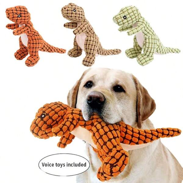 1 Stück Kuscheltier für Haustiere, Dinosaurier knaubefester Quietschspielzeug für Golden Retriever und andere Hunde