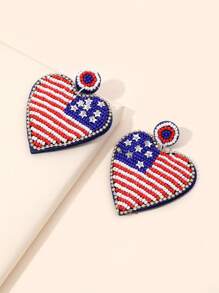1Pair Of American Flag Colored PU Leather Earrings Drop Earrings For Women Girl For American Party Independence Day United States Presidential Election Vote Accessories Jewelry
