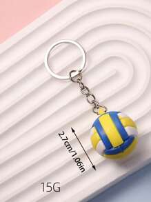 1/5Pcs Creative Football/Basketball/Volleyball/Rugby/Tennis Shaped Rubber Keychain For Girls, Suitable For Daily Casual Bags Accessories