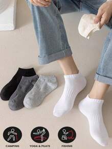 6 Pairs Men's Breathable Athletic Sports Socks, Ankle Socks For Running, Fitness, Sports