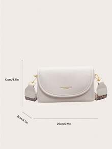 复古别致宽肩带方形单肩包 - 时尚纯色翻盖斜挎包，配有可调节肩带，适合女士 - 非常适合日常使用和旅行