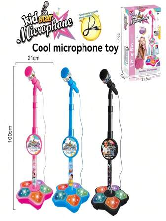 Kids' Karaoke Microphone - 5-Color LED Singing Toy With Stand, Built-In Songs & Parent-Child Duet Mode (Packaging/Color Variants Random)