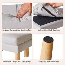 YMYNY Small Footstool Ottoman, Faux Leather Footrest With Sponge Padded Seat, Step Stool, Removable Soft Sofa Stool, Modern Change Shoes Stool 16.34" D * 12.4" W*12.6" H Gray UHBD041G