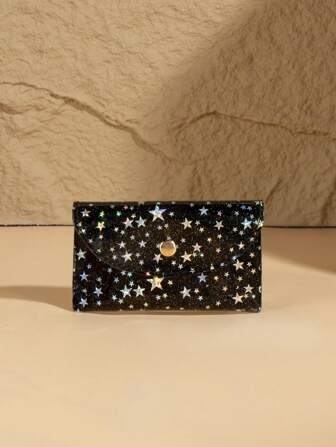 Transparent Colorful Holographic Pentagram PVC Change Color Coin Purse Wallet Keychain Card Wallet For Women Wallet Mini Wallet Wristlet Wallet