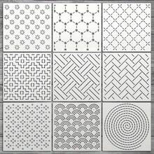 9-Piece Sashiko Embroidery & Quilting Stencil Set, Reusable 7.9" Patterns For Wall Decor, Fabric Crafting & Diy Painting - Ivory Pet Material,Back To School,School Supplies - Milky - View 11