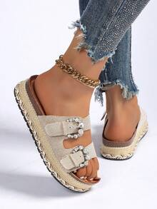 Dép đế xuồng Bohemian thường ngày cho nữ, mềm mại và thoải mái khi đi trong nhà và ngoài trời - Màu Khaki - Xem 3
