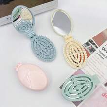 2 in 1 Specchio Pieghevole e Pettine, Pettine Carino per Studenti, Pettine Portatile per Viaggio e Uso Domestico - Multicolore - Visualizzare 2