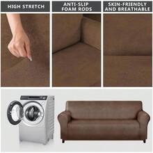 Sofa Covers - Couch Cover For Leather Couch, Soft And Washable Sofa Covers With Leather-Like Quality. Non-Pilling, Non-Slip 1-Piece Couch Cover For Dogs, Cats,(Dark Brown) - 01 Brown - View 4