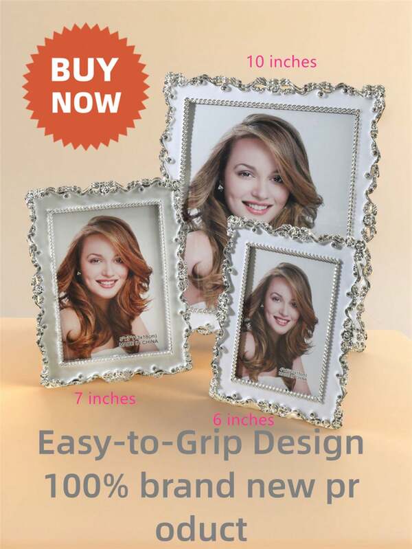 1 Stück silberner kreativer Retro-Artikel Fotorahmen - leichte Tischdekor für Büros & Schlafzimmer (6 Zoll, 7 Zoll und 10 Zoll 3 Größen) (zufälliger Versand von Fotopapier)